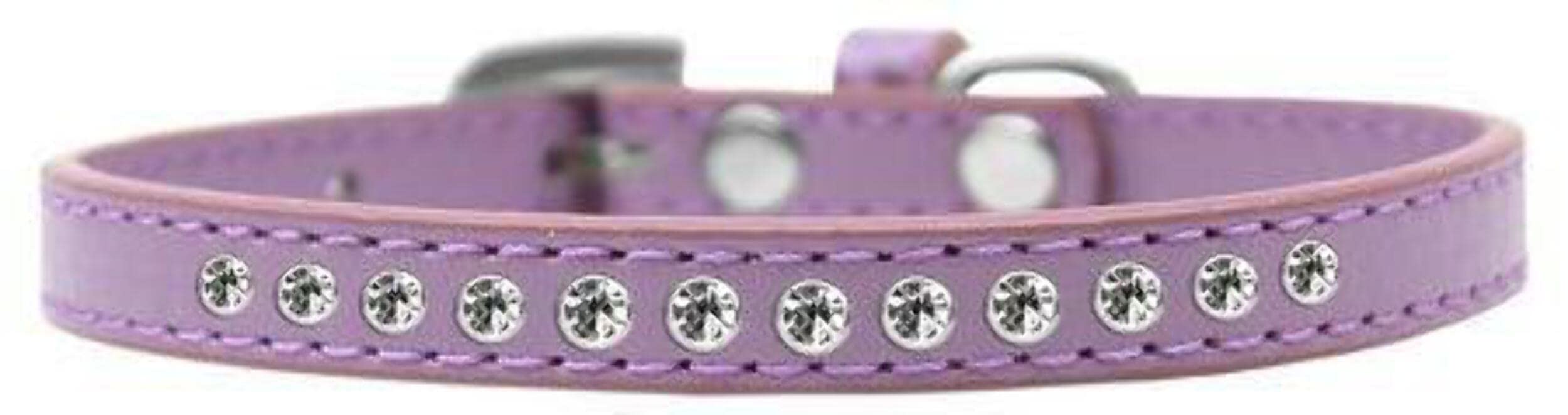Mirage Pet Products Clear Crystal Puppy Dog Collar, Size 12, White
