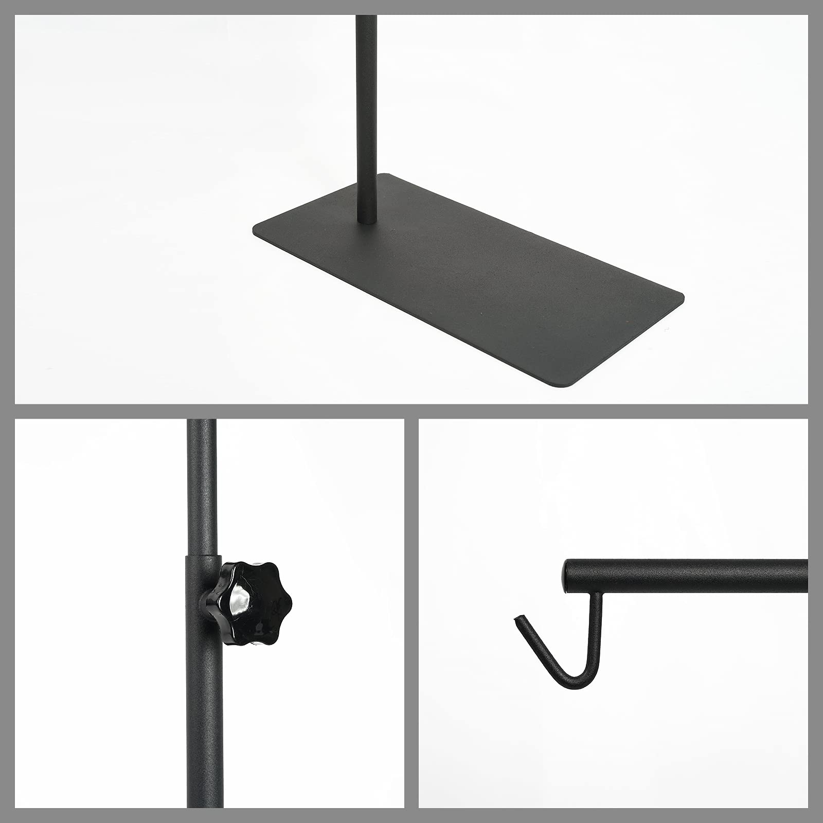 BETAZOOER Adjustable Metal Reptile Lamp Stand for Terrarium - Large, Light Black, Model Rhls037