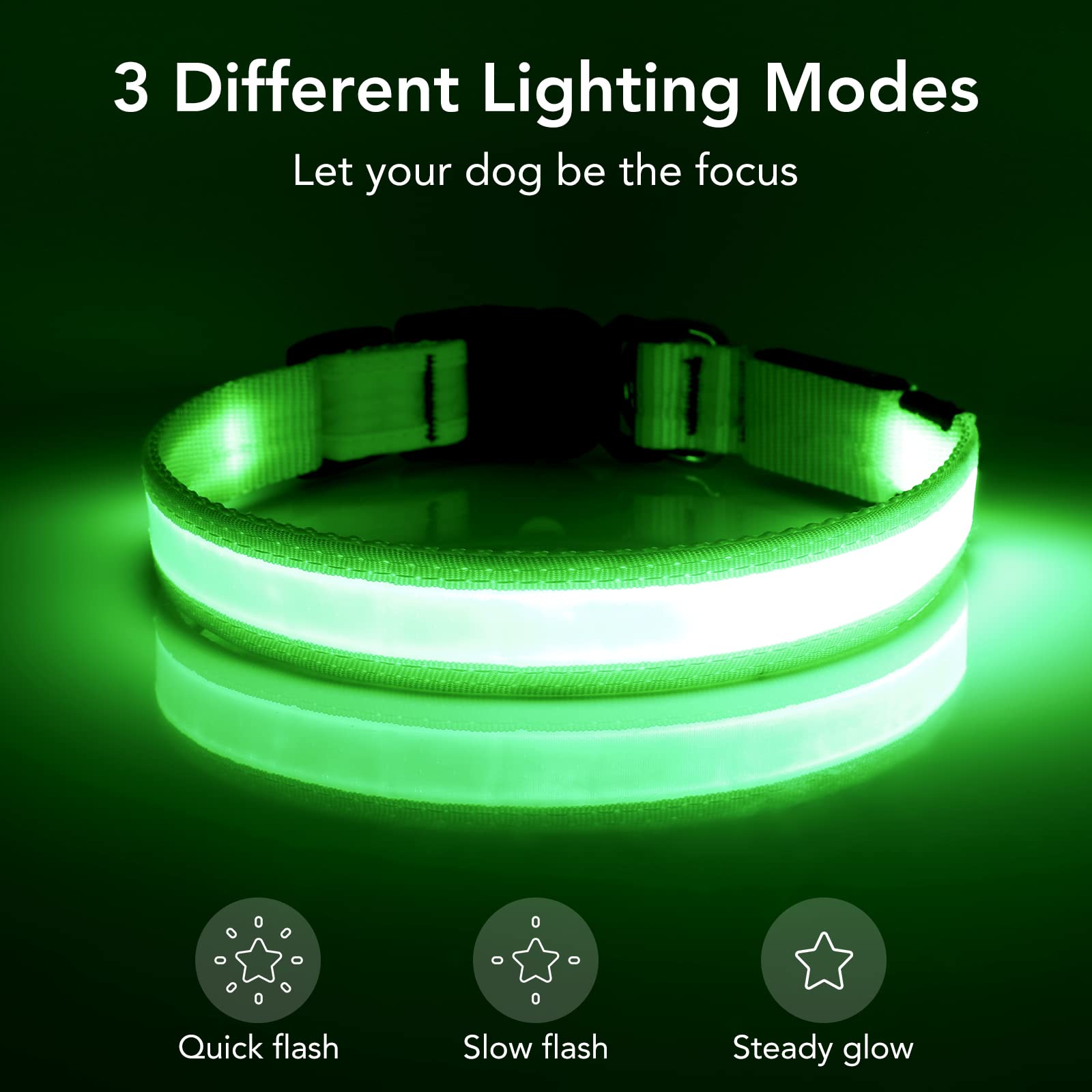 Vizpet Led Dog Collar, Light Up Dog Collar Adjustable Usb Rechargeable Super Bright Safety Light Glowing Collars For Dogs(Medium