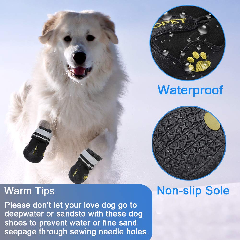 Teamoo Dog Snow Boots for Winter Durable Waterproof Anti-Slip Dog Booties for Winter Dog Shoes for Medium Large Size Dogs with A