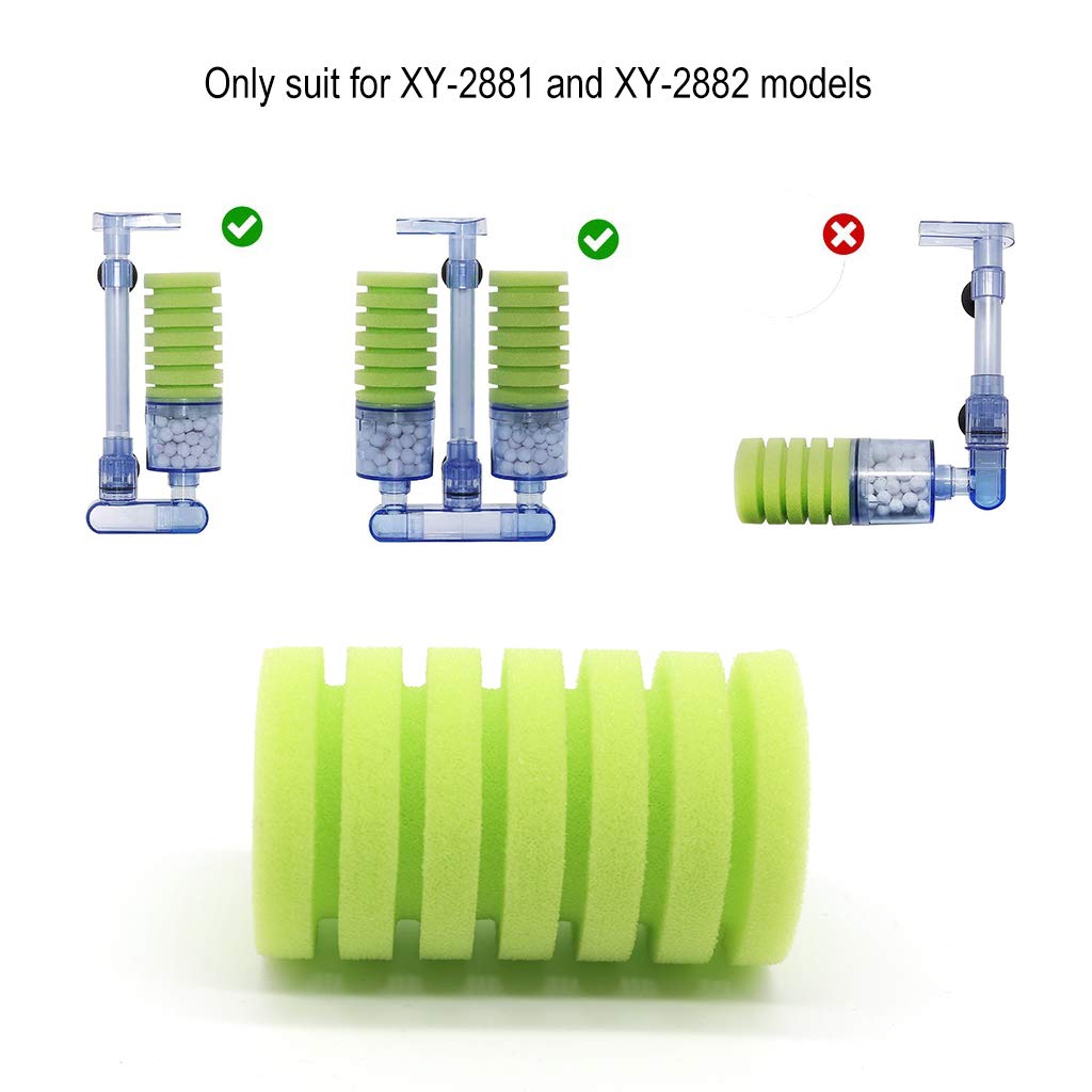 UPETTOOLS Aquarium Biochemical Sponge Filter, Ultra Quiet Aquarium Air Pump Bio Sponge Fish Tank Foam Filter (Green Sponge 4 Pac