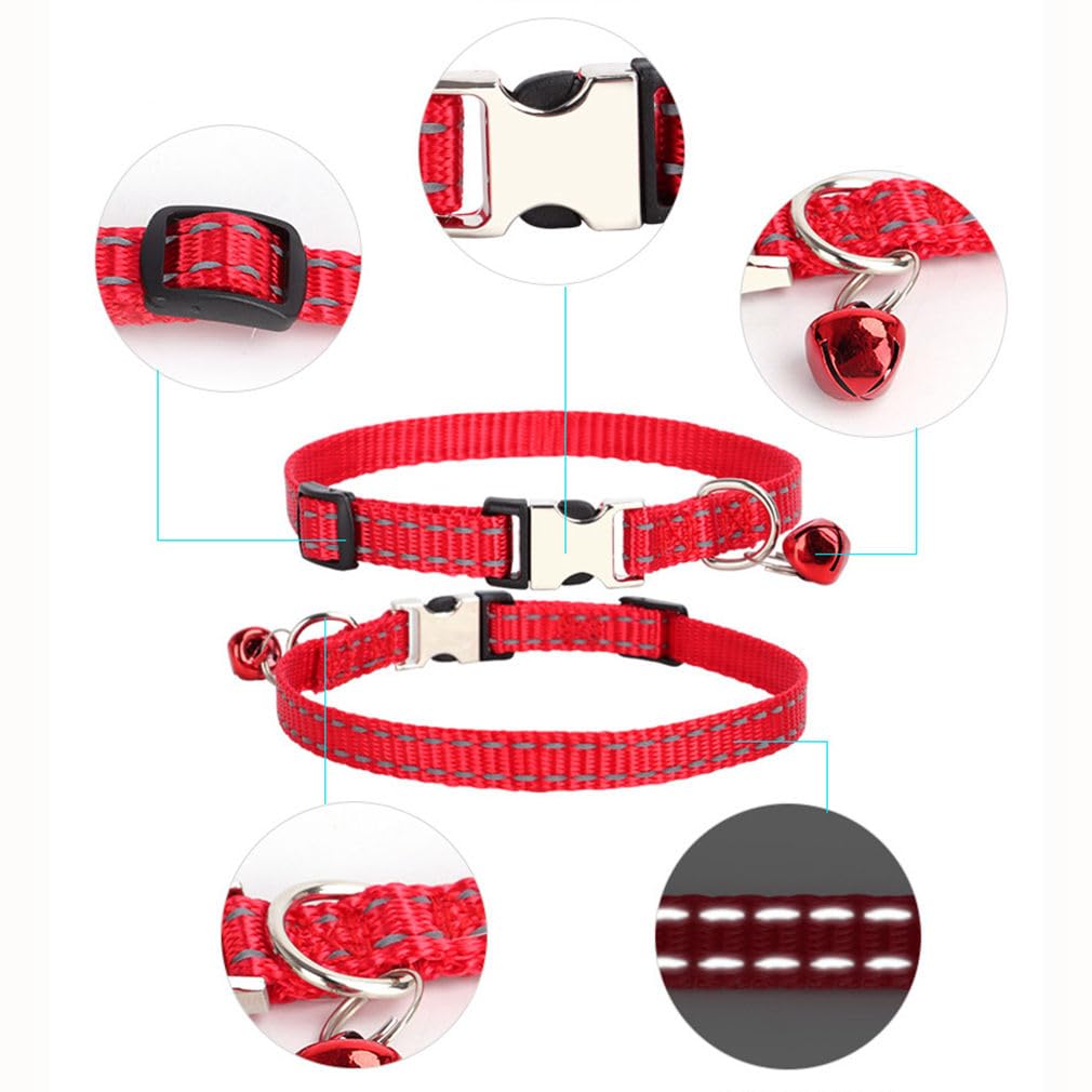 Puppy Collars For Small Puppies, Reflective Nylon Metal Buckle Cat Collars With Bells For Tiny Pet Female Dogs Girl Kitten Small