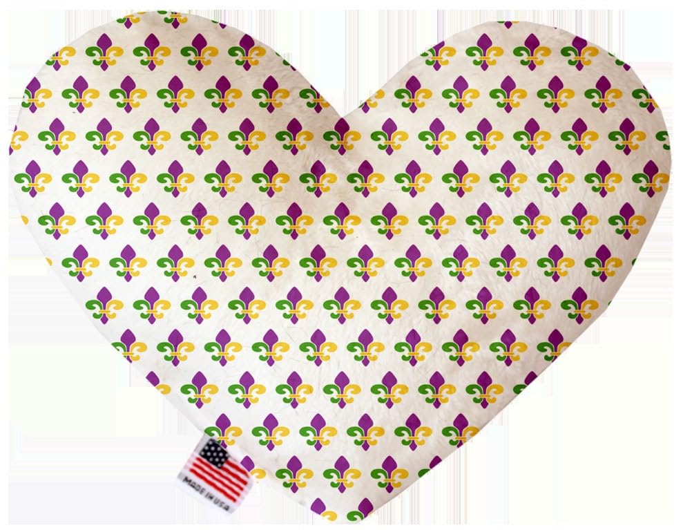 Pet and Dog Plush Heart or Bone Toy, "Mardi Gras Group" (Available in different sizes, and 10 different pattern options!) Mardi Gras Stripes 8" Plush Heart