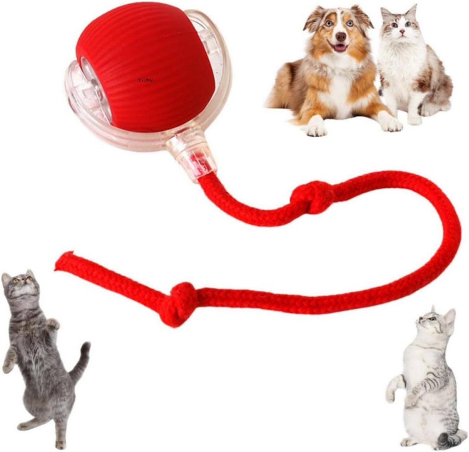 76Yexna Interactive Motion Activated Rolling Cat Toy Ball With Tail