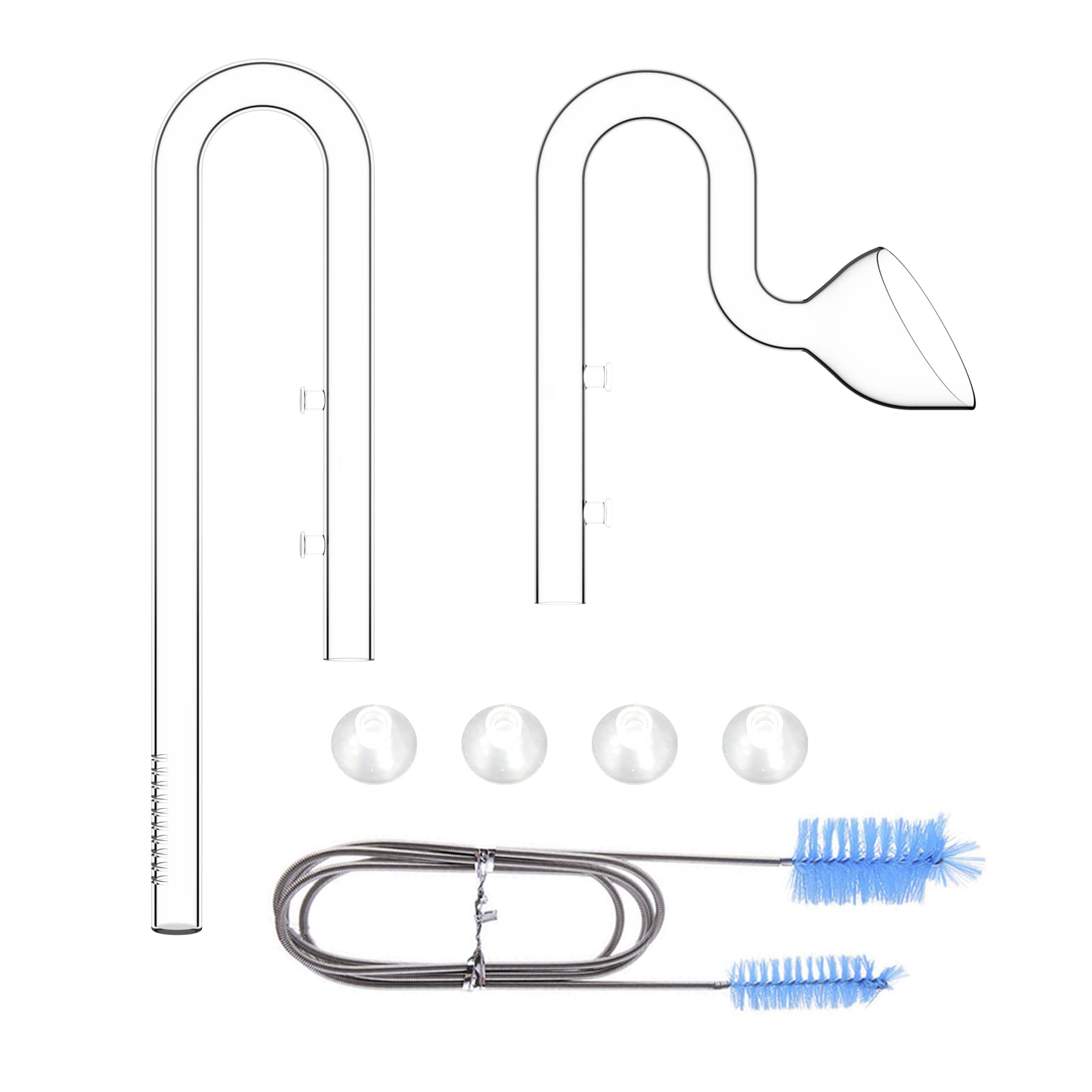 Fzone 17Mm Aquarium Glass Lily Pipe Kits With Lily Inflow Lily Outflow And Brush For 5/8' Id (16/22Mm) Tubing