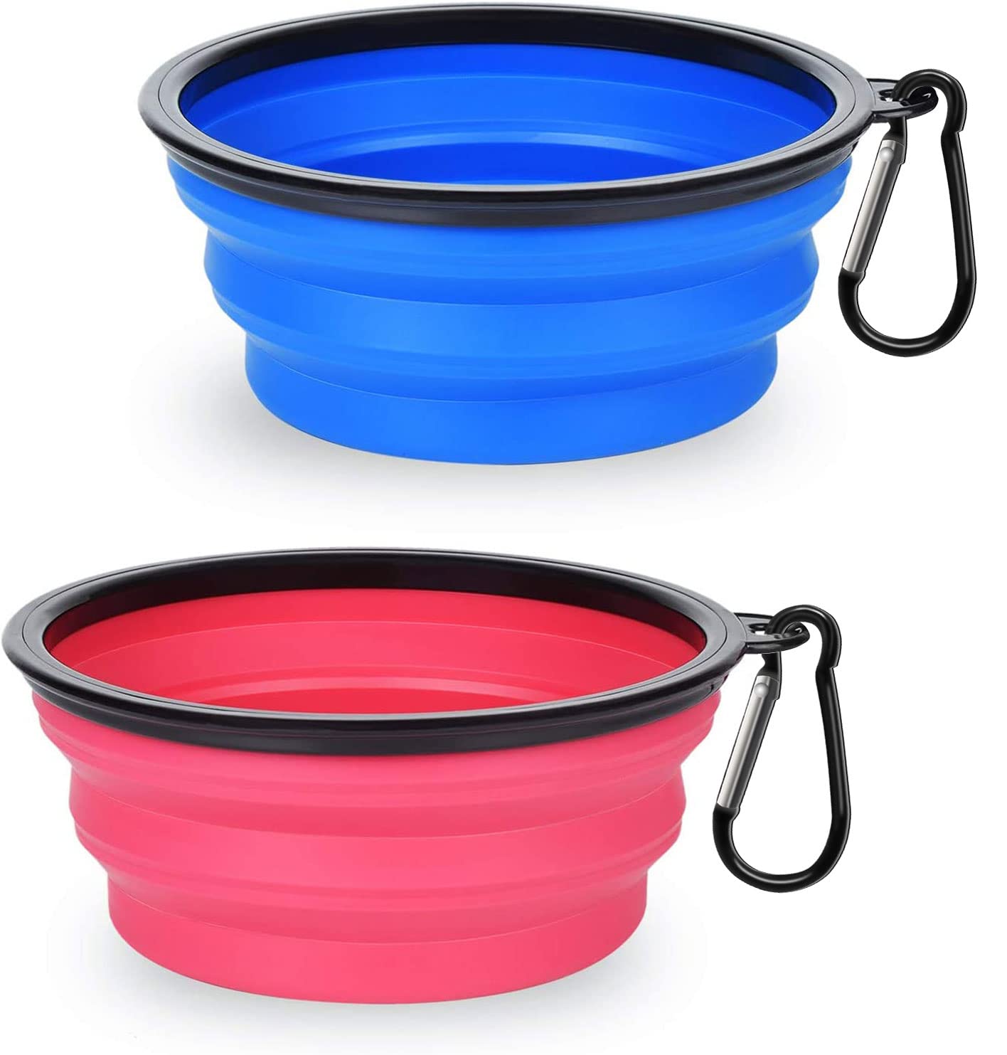 Petbonus 2Pack Large Silicone Collapsible Dog Bowl (4 Cups,34Oz), Bpa Free And Dishwasher Safe, Portable Foldable Travel Bowl, 