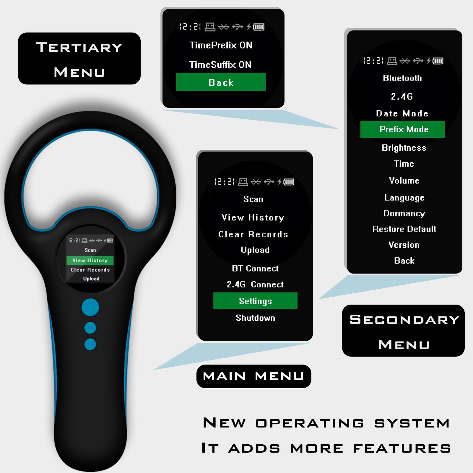 Smoostart Bluetooth Microchip Scanner W91B, FDX-B/EMID, 500 Records, Black
