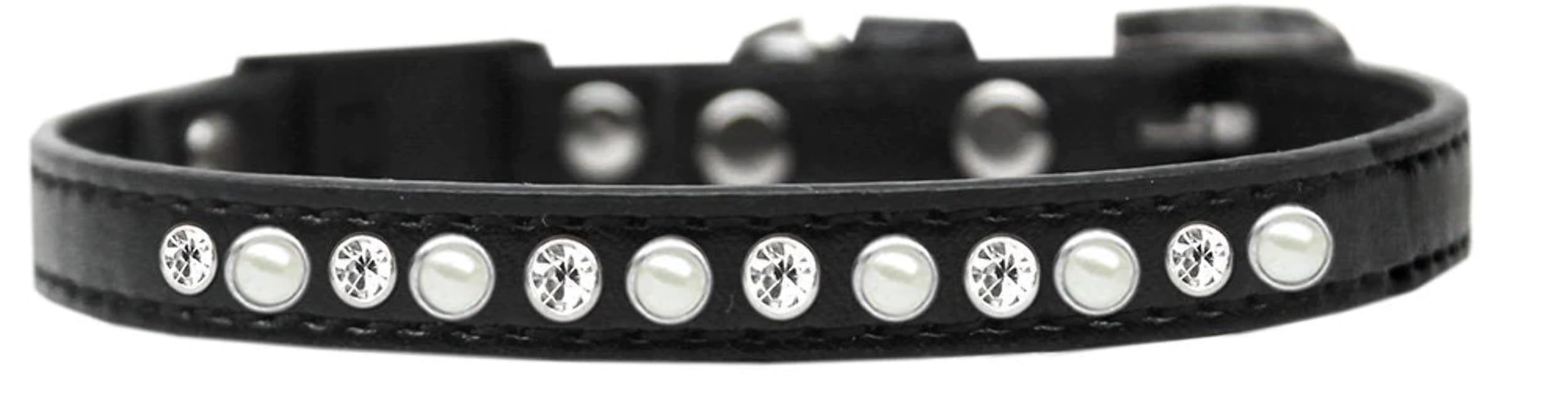 Breakaway Cat Collar, "Pearl & Clear Jewel" Aqua 10