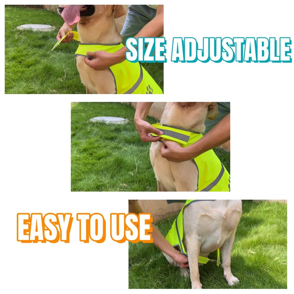 Idou Yellow Reflective Dog Safety Vest - High Visibility For Walking, Jogging & Training/Oxford/Size Xl