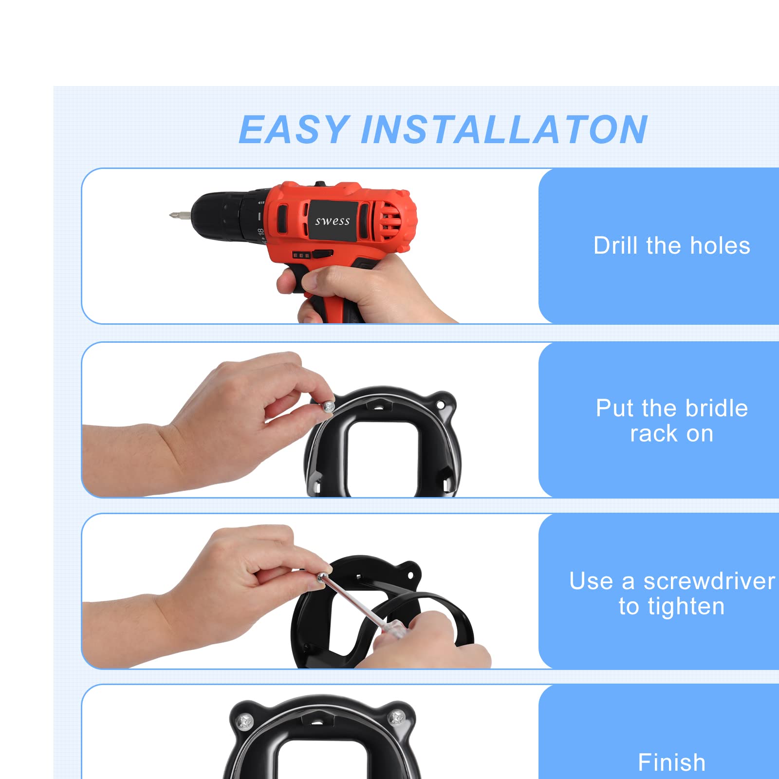 12 Counts Horse Bridle Rack, Bridle Bracket Bridle Hooks with Tubes and Screw, Horse Tack Storage Halter Hanger Metal Bridle Hol