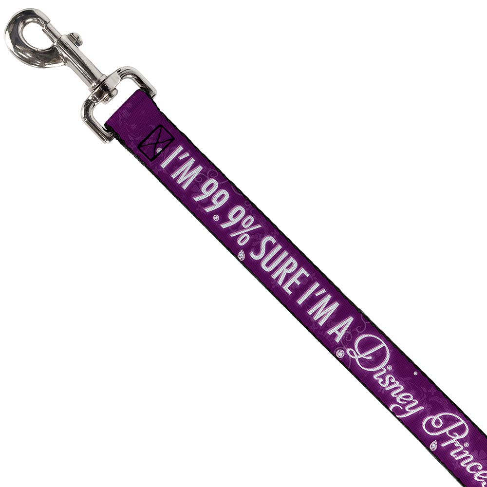 Buckle-Down Pet Leash - I'M 99.9% Sure I'M A Disney Princess Pinks/White - 4 Feet Long - 1.5' Wide