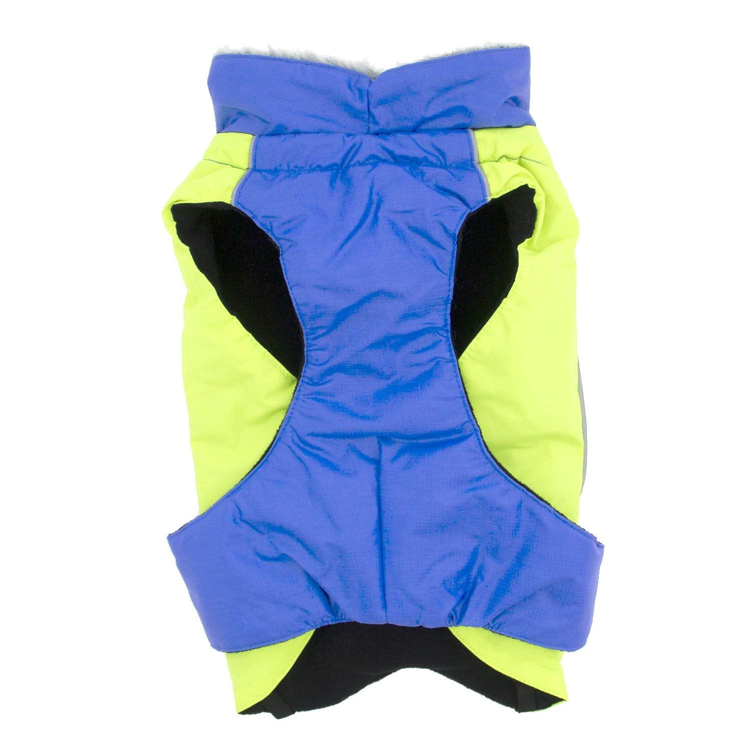Doggie Design Alpine All Weather Dog Sport Parka Coat - Cobalt Blue and Iridescent Green Size XS