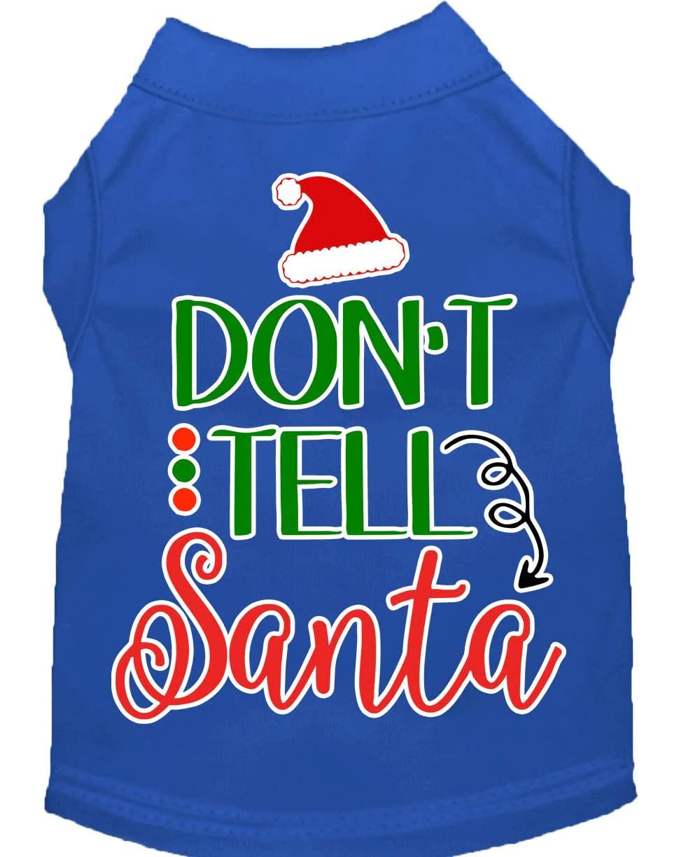 Christmas Pet Dog & Cat Shirt Screen Printed, "Don't Tell Santa" Yellow SM (3-6 lbs.)
