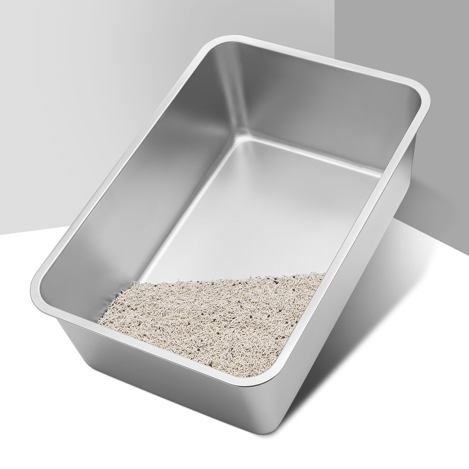 Goldenkey 2 Pack 23.6X 15.7X 8 Extra Deep & Large Stainless Steel Cat Litter Box With High Sides