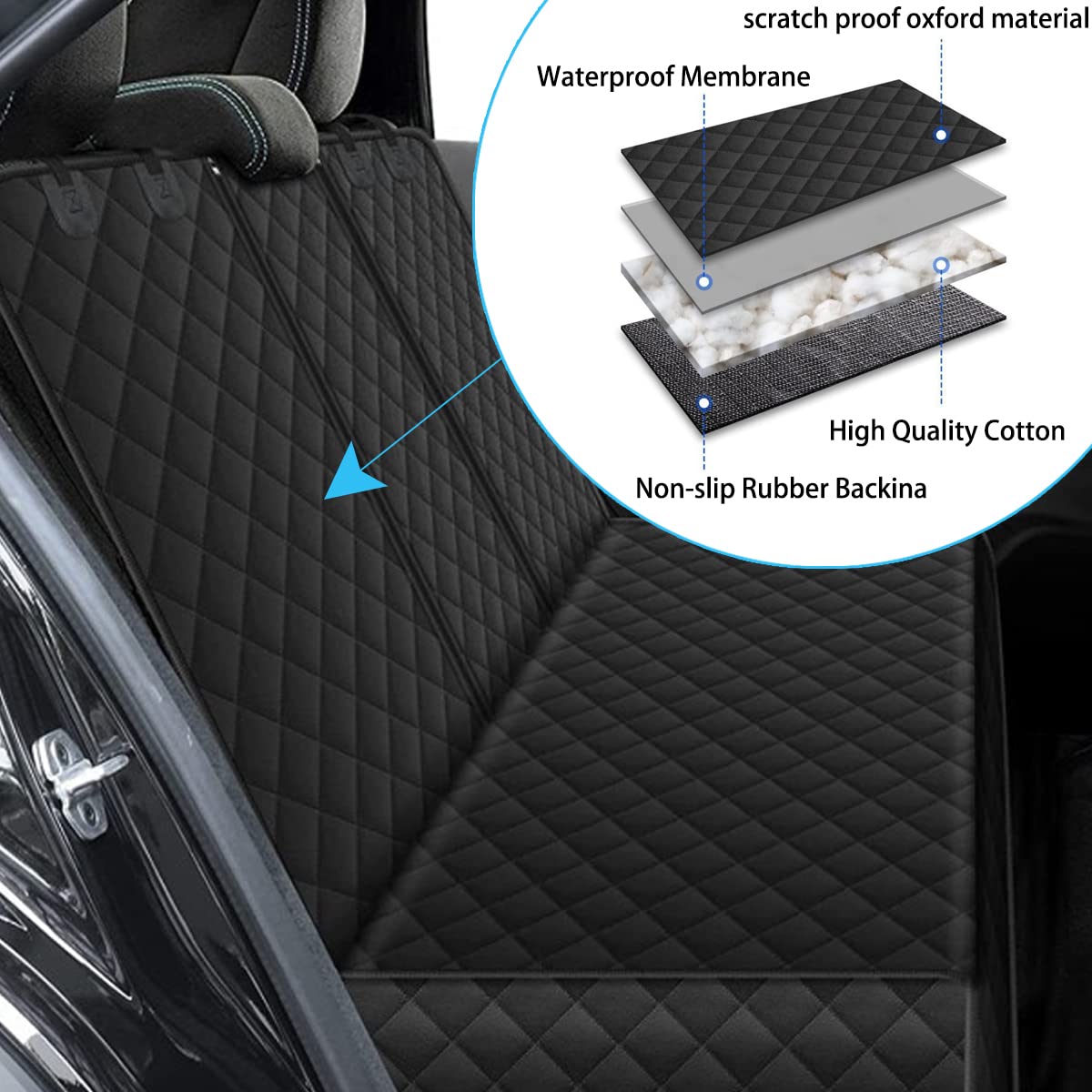 Besulen Dog Car Seat Cover For Back Seat, Waterproof Dog Bench Seat Pad Compatible For Armrest & Seat Belt, Universal Nonslip Du