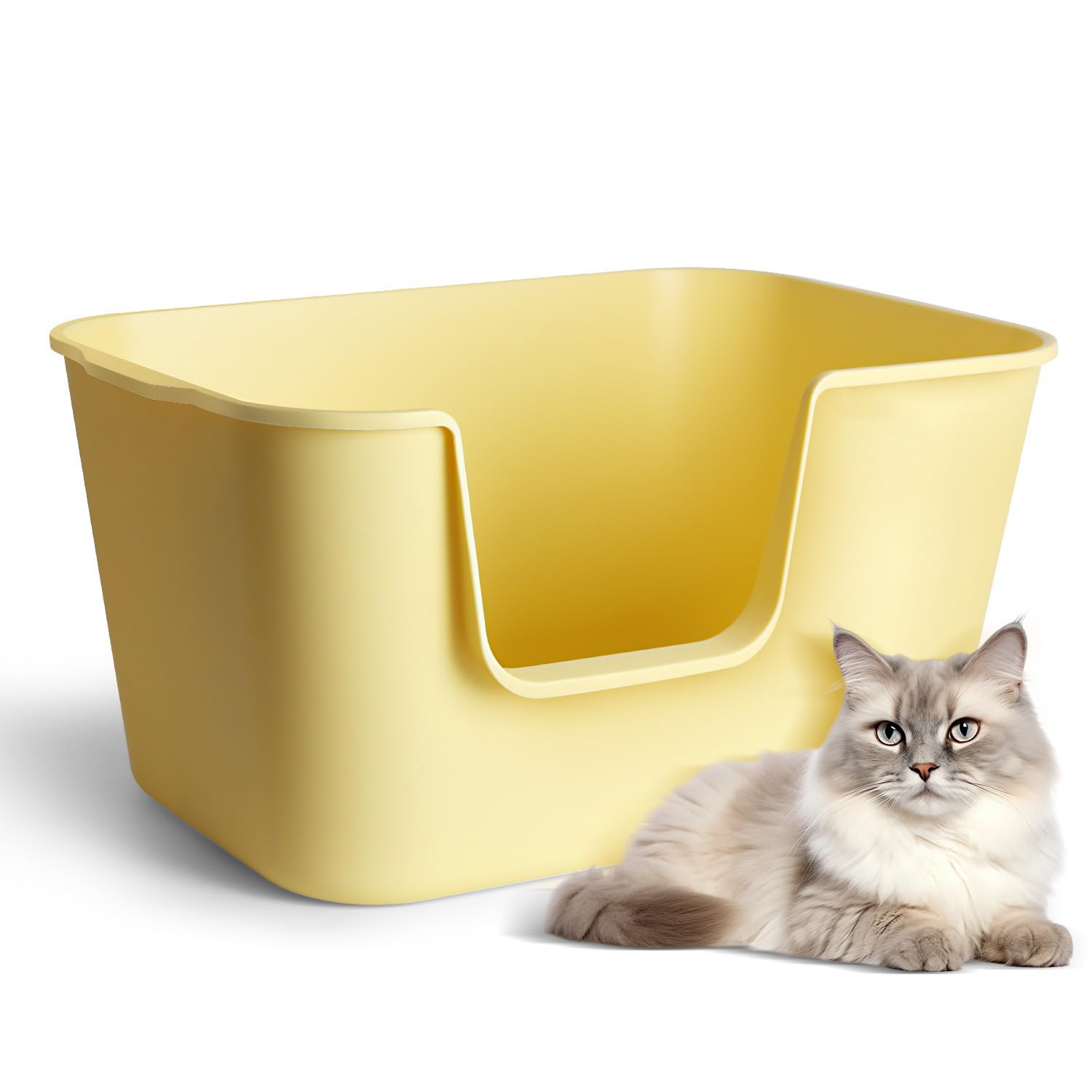 Livlab Open Top Cat Litter Box - 24.6' X 16.7' X 12.7' High Sided Litter Box For Large Cats, Low Entry For Kittens, Durable B