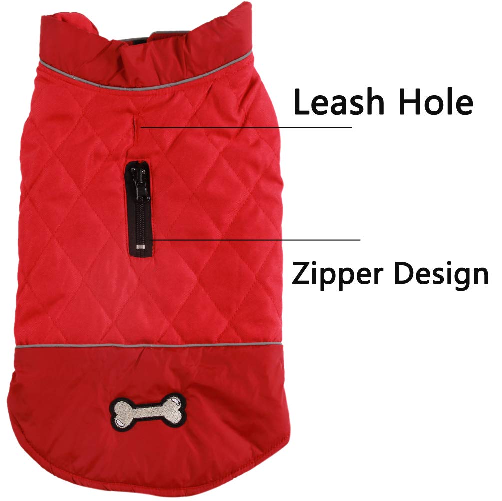 Vecomfy Reversible Dog Coats For Large Dogs Waterproof Warm Dog Jacket For Cold Winter,Red Xl