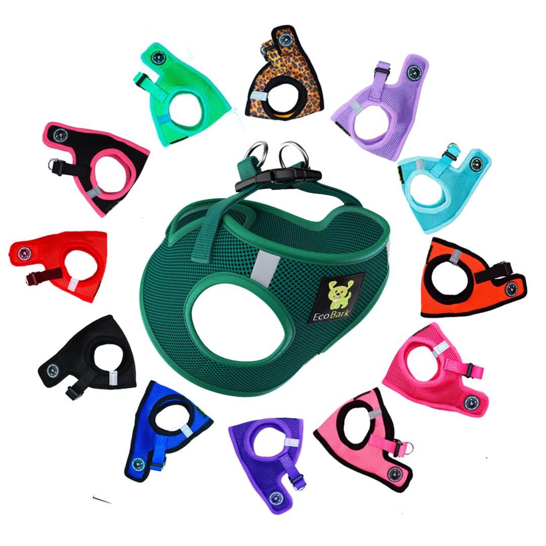 Ecobark Dog Harness - Teacup Dog Harnesses For Xxxs, Xxs, Xs, And Small Dogs - Step In Soft Mini Body Halter - Puppy Harness- Toy Breed Dog Harness Vest Under 5 Pounds Lbs (Xxxs, Forest Green)
