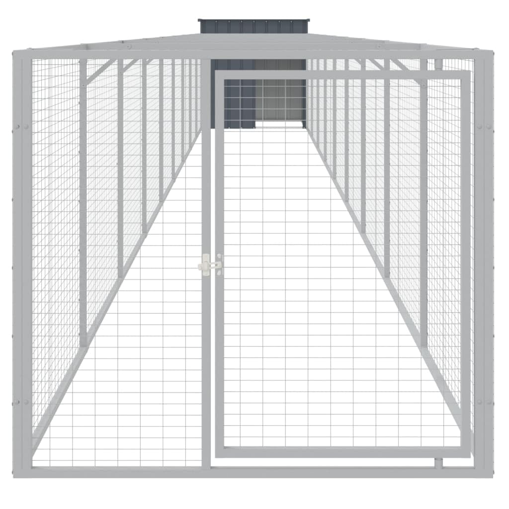 vidaXL Dog House with Run Anthracite 43.3x400.4x43.3 Galvanized Steel