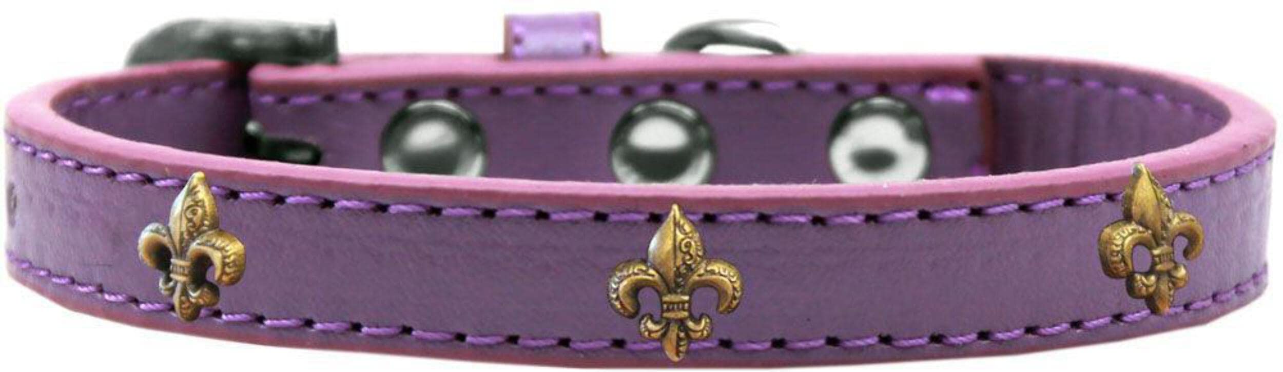 Dog, Puppy & Pet Widget Fashion Collar, Bronze Fleur De Lis Black 10