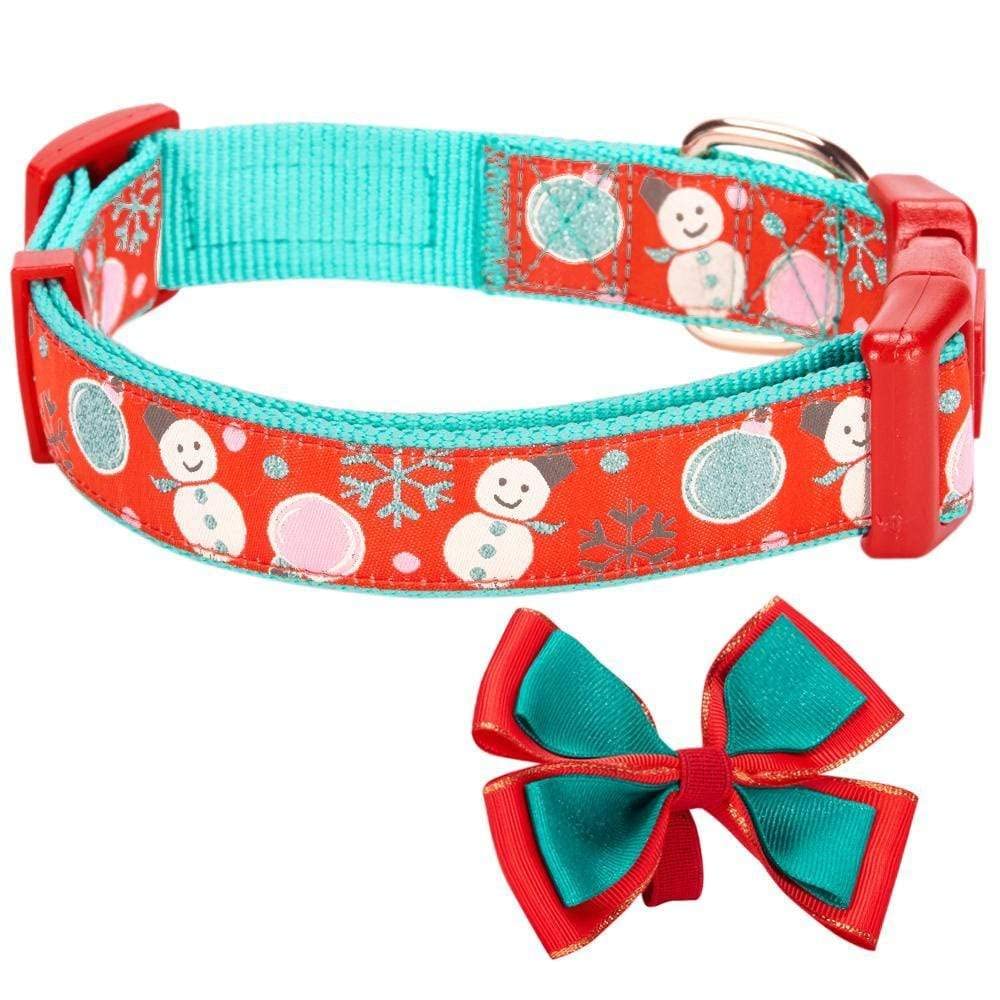 Blueberry Pet Dog Collar - Christmas Collar & Holiday Dog Collars With Bowtie, Medium 14.5-20 - Quick Release Dog Christmas