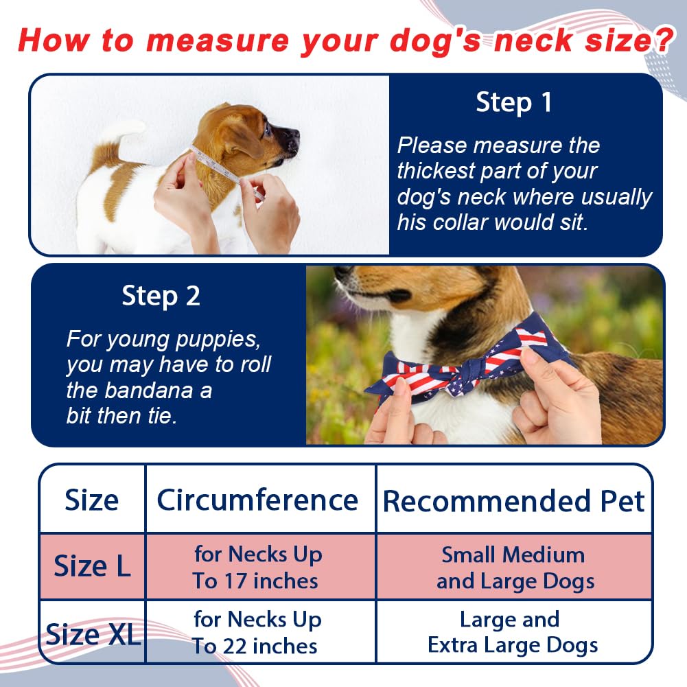 Szee 4Th Of July Dog Bandanas 2 Pack, Fourth Of July Dog Bandana, American Flag Pet Scarf With Star Pattern, Reversible Triangle