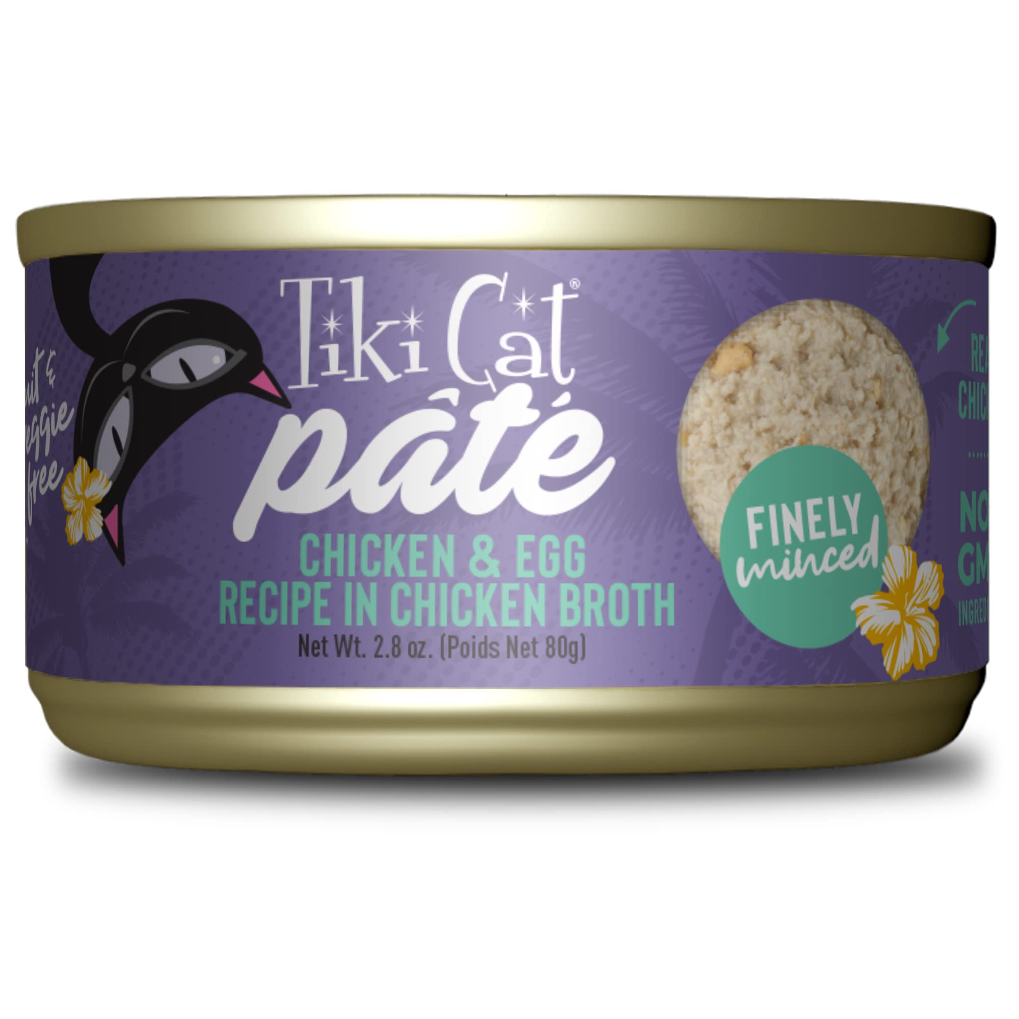 Tiki Cat Luau Pate, Chicken and Egg Recipe in Chicken Broth, Grain-Free Balanced Nutrition Wet Canned Cat Food, for All Life Sta