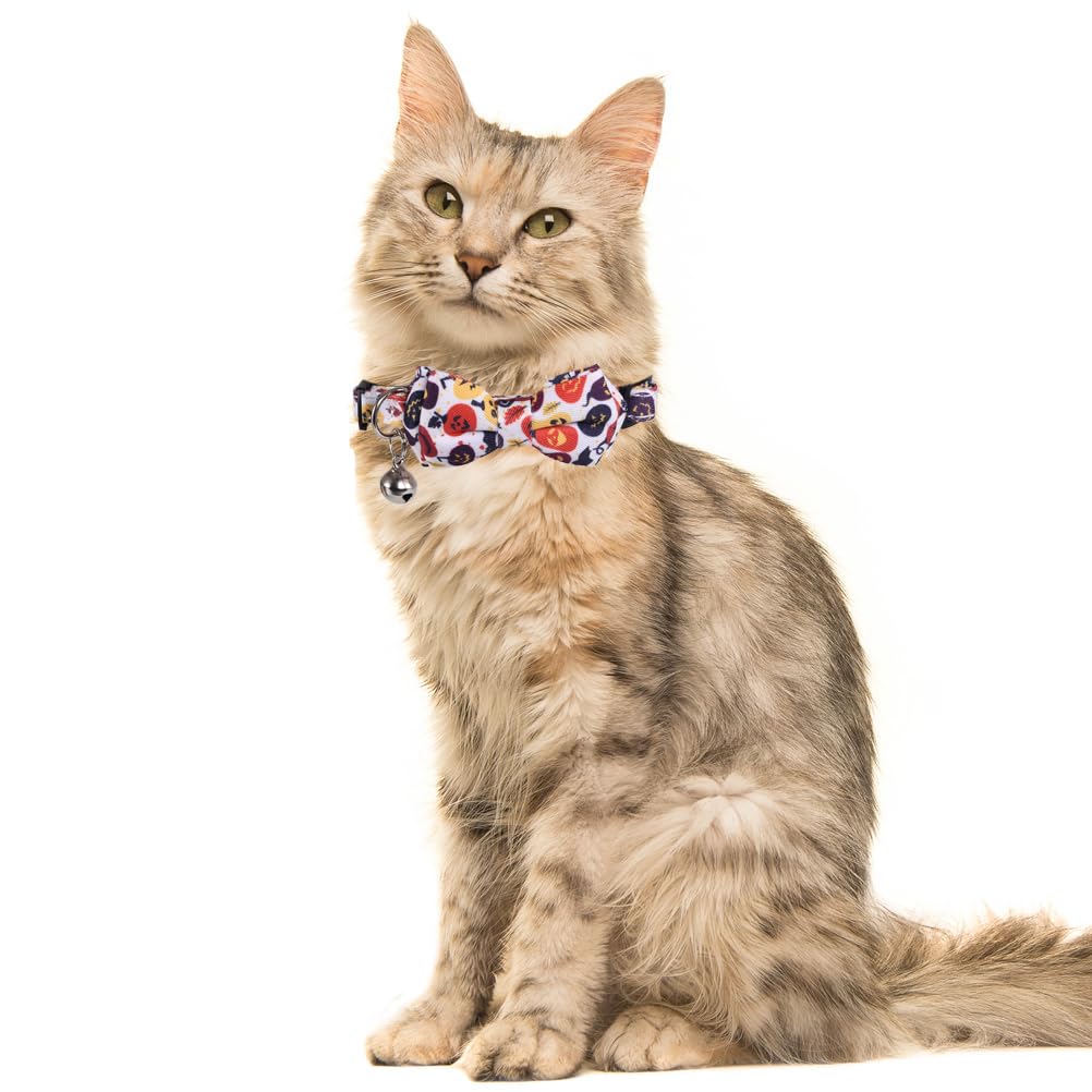 Lamphyface Halloween Cat Collar Breakaway With Cute Bow Tie And Bell Accessories Holiday For Kitty Adjustable Safety