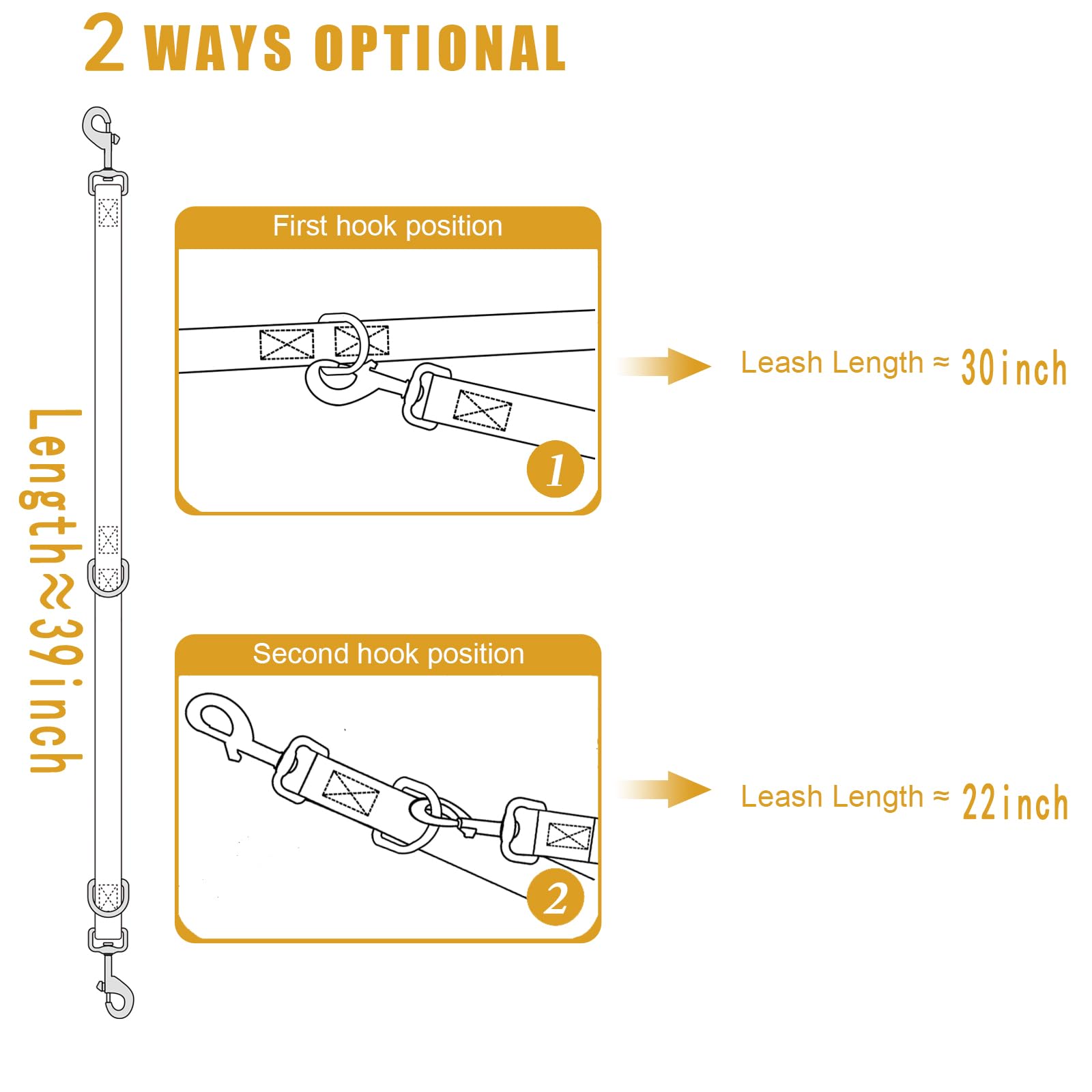 Double Ended Dog Leash,For Obedience Training Easy To Use,Lightweight,Soft For Large And Medium Dogs (Black, 1M*2.5Cm)