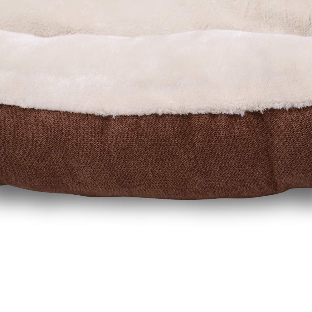 Happycare Textiles Rectangle Brown low bumper pet bed, 40 x 30 inches, plush and non-slip buttom