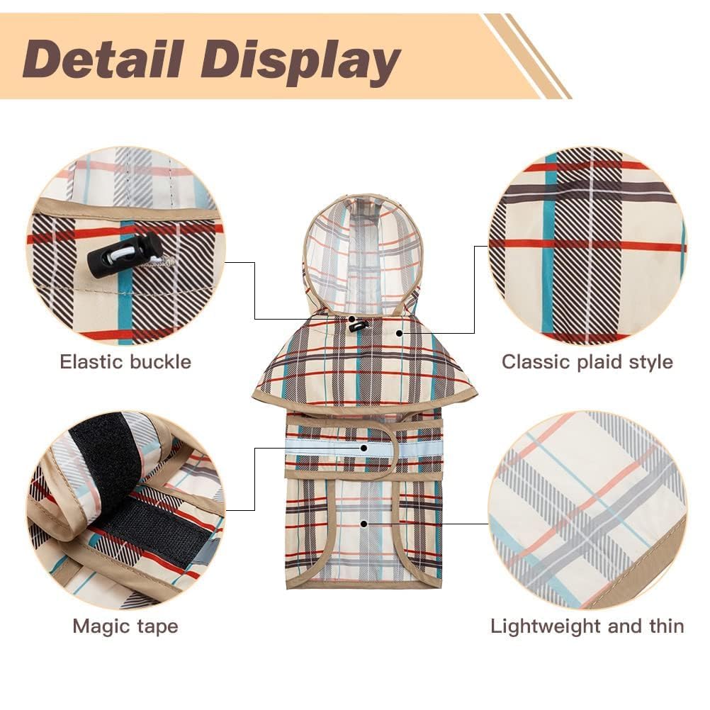 KOOLTAIL Dog Raincoat Hooded Slicker Poncho with Leash Hole, Dog Raincoat for Small Medium Dogs, Waterproof Dog Rain Jacket with