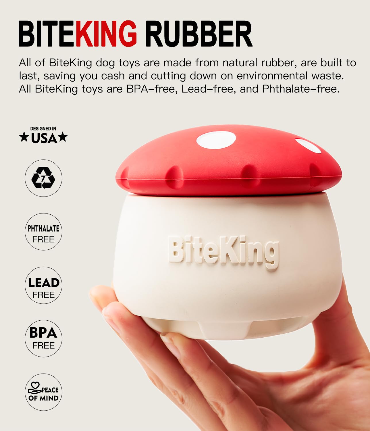 BiteKing Natural Rubber Long Lasting Interactive Dog Toys to Keep Them Busy, Freeze Enrichment Toys for Medium and Large Dogs -