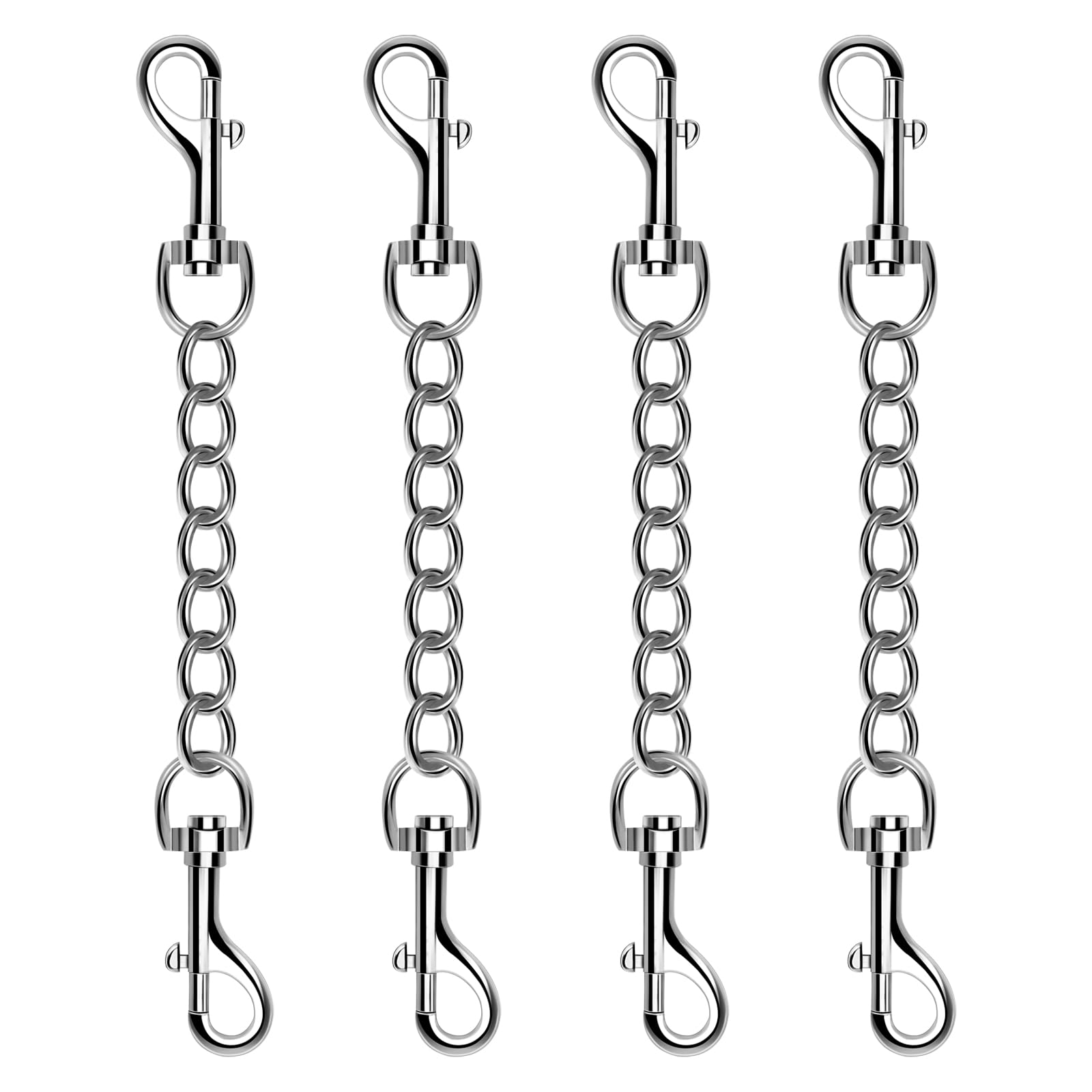 Humlanj Metal Dog Collar Safety Clip, 4 Pack Heavy Duty Prong Collar Double Ended Backup Clasp Leash Connector For Dog Harness T