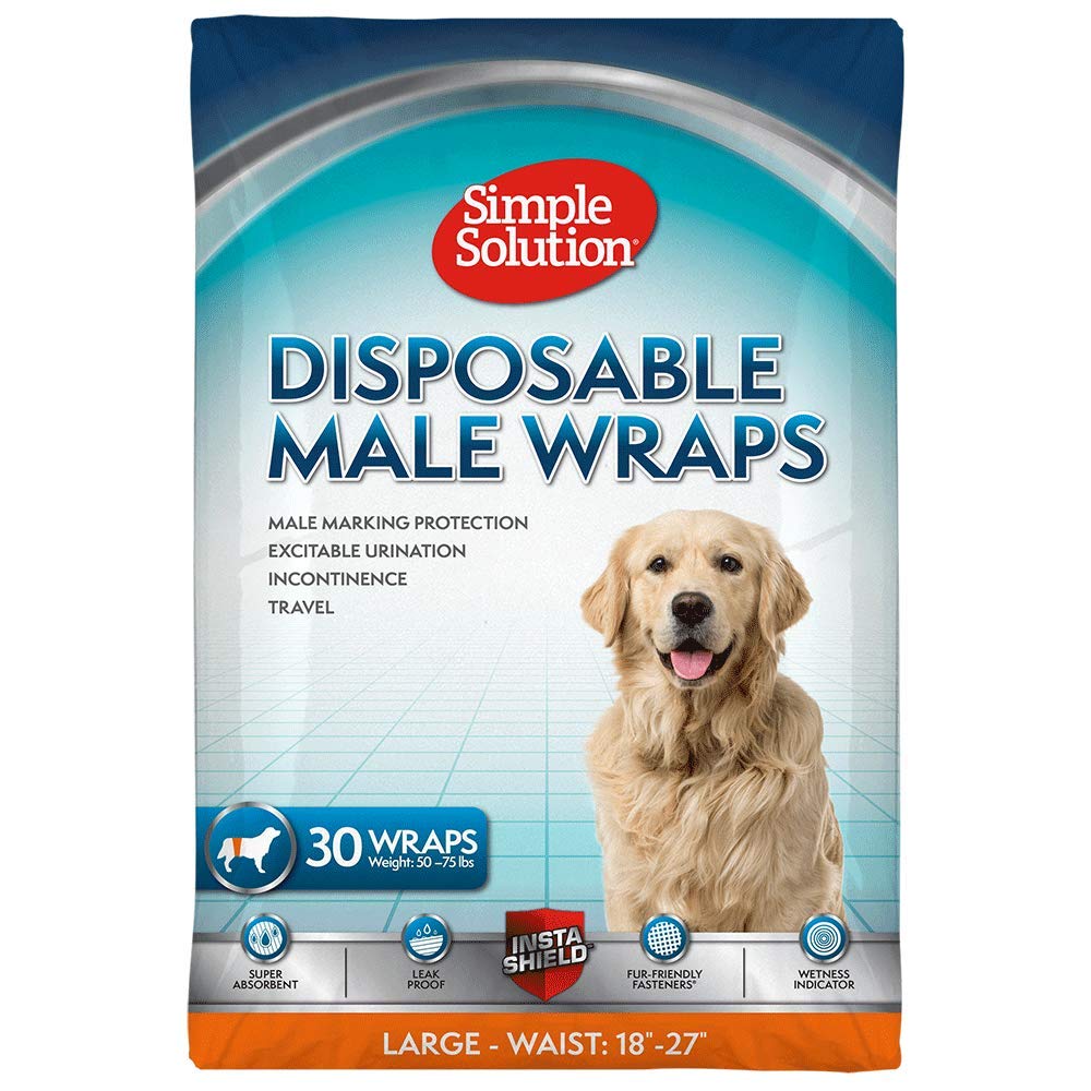 Simple Solution Disposable Dog Diapers for Male Dogs  Male Wraps with Super Absorbent Leak-Proof Fit  Large  12 count