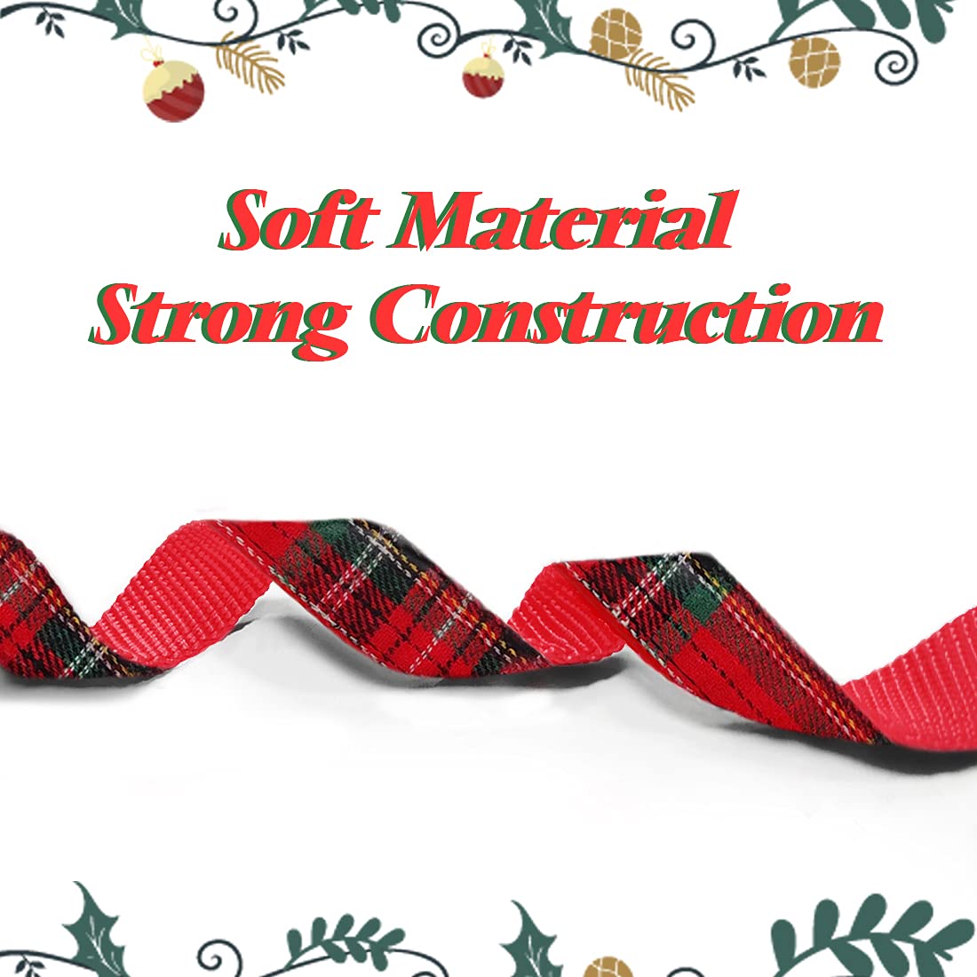 Azuza Christmas Buffalo Dog Collar And Leash Set, Classic Plaid Collar With Removable Bowtie And Matching Leash For Medium Dogs