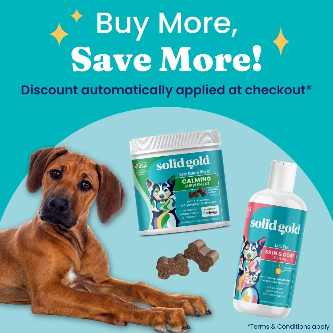 Solid Gold Omega 3 Fish Oil for Dogs & Cats - Wild Alaskan Salmon Oil for Dogs Skin and Coat Support - Omega 3 Dog Supplement Li
