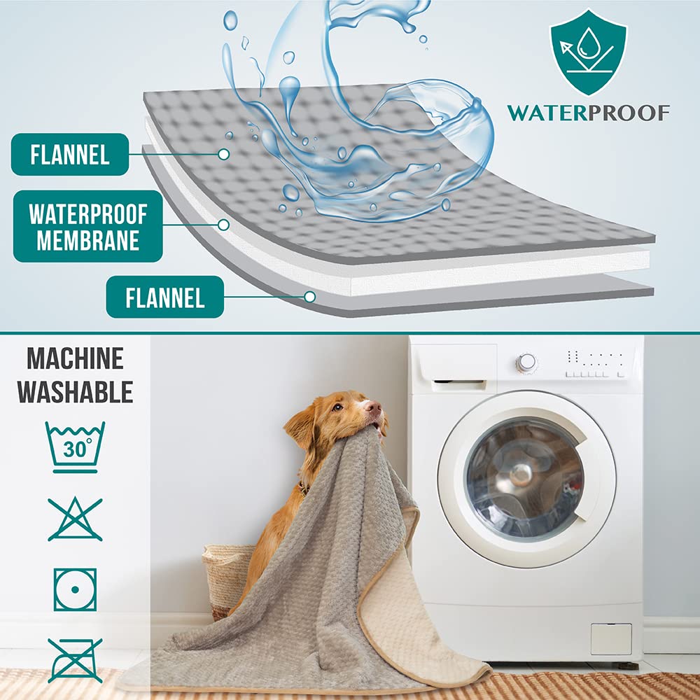 PetAmi Waterproof Dog Blanket, Leakproof Puppy Blanket for Small Medium Dog, Furniture Sofa Couch Cover Protector, Fleece Pet Th