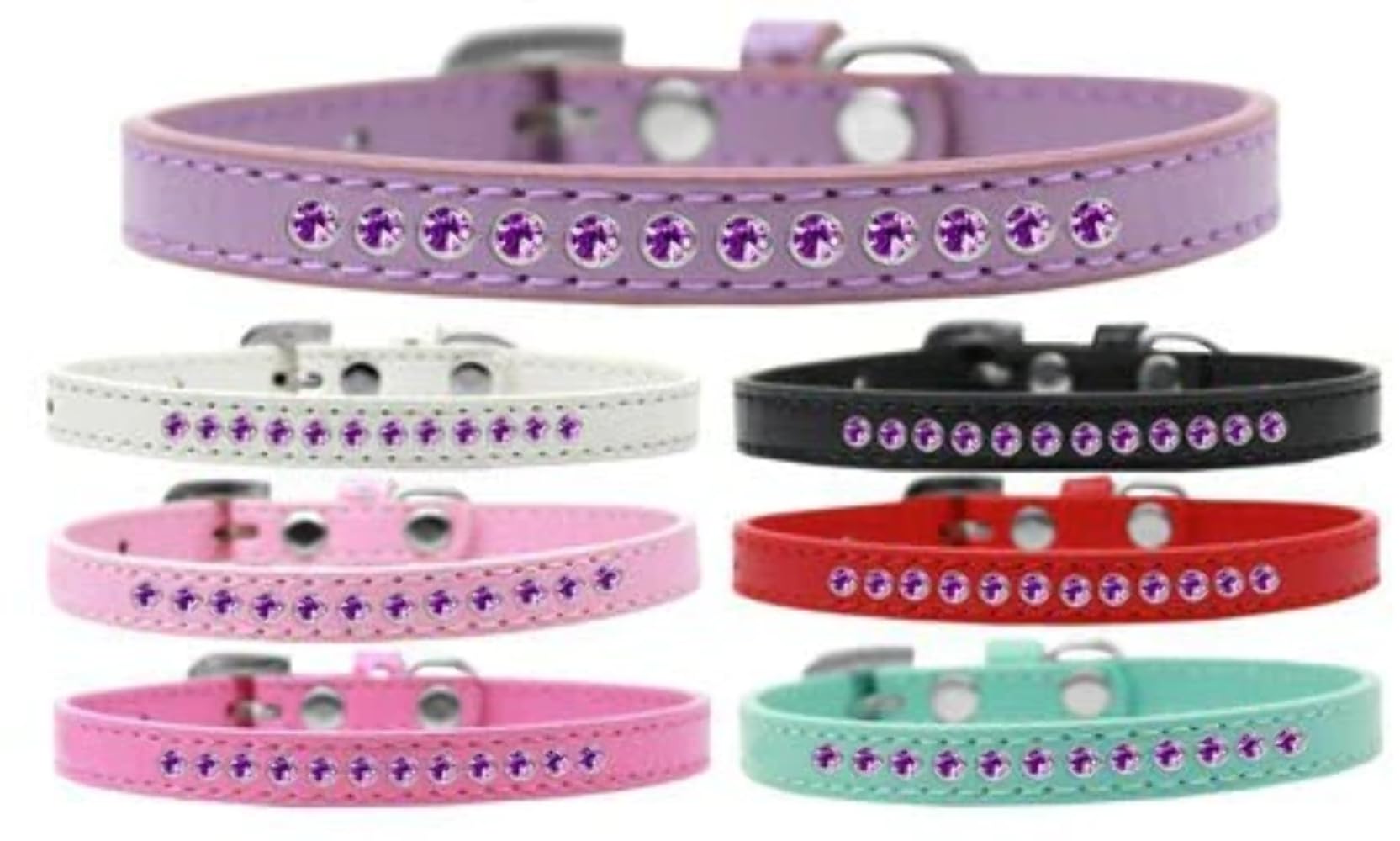 Dog, Puppy & Pet Fashion Collar, Purple Crystal Rimsets Aqua 8