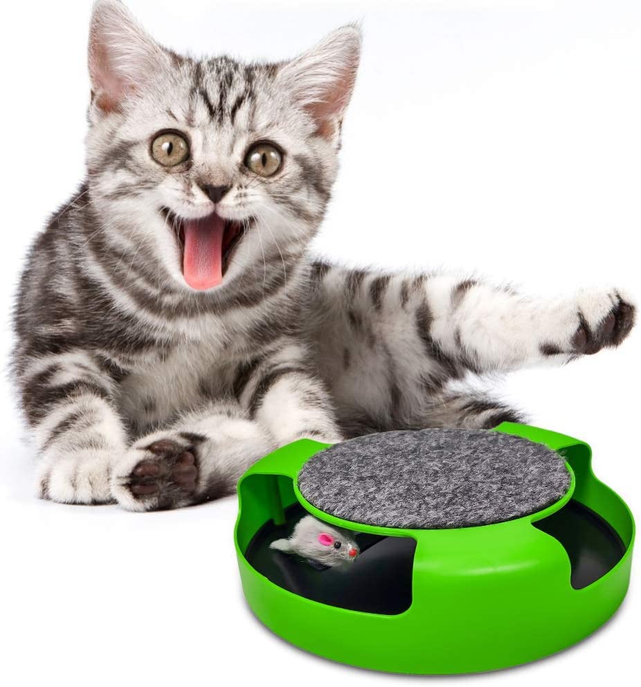 Kspups Best Interactive Toys For Cats  Motion Mouse/Mice And A Scratching Pad, Catch The Mouse, Catnip, Cat Scratcher Catnip To