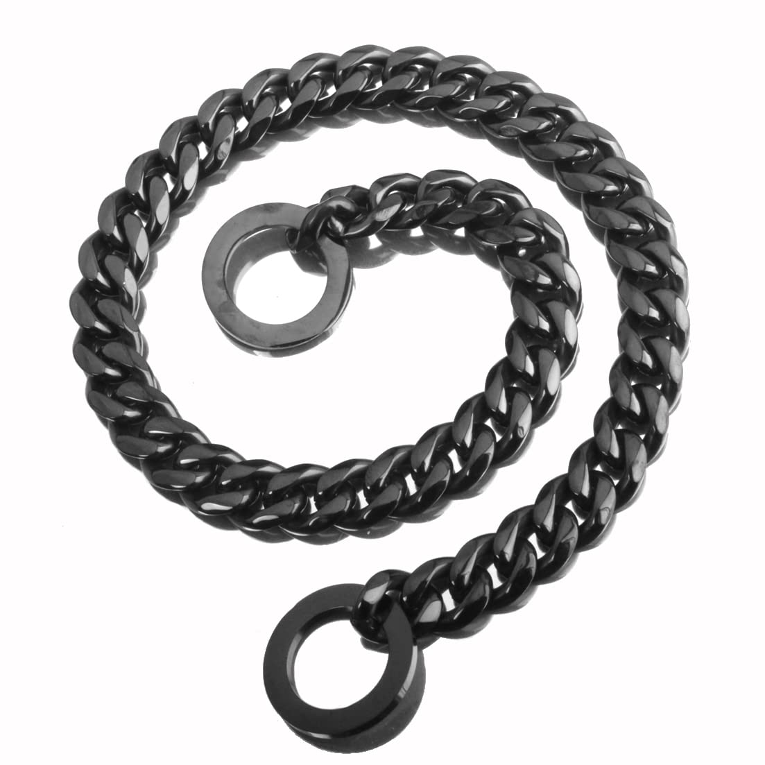 Rumypet Black Dog Chain Collar 11Mm/15Mm/19Mm Cuban Link Chain Dog Collar Chew Proof Dog Chain Collar Walking Training For Small