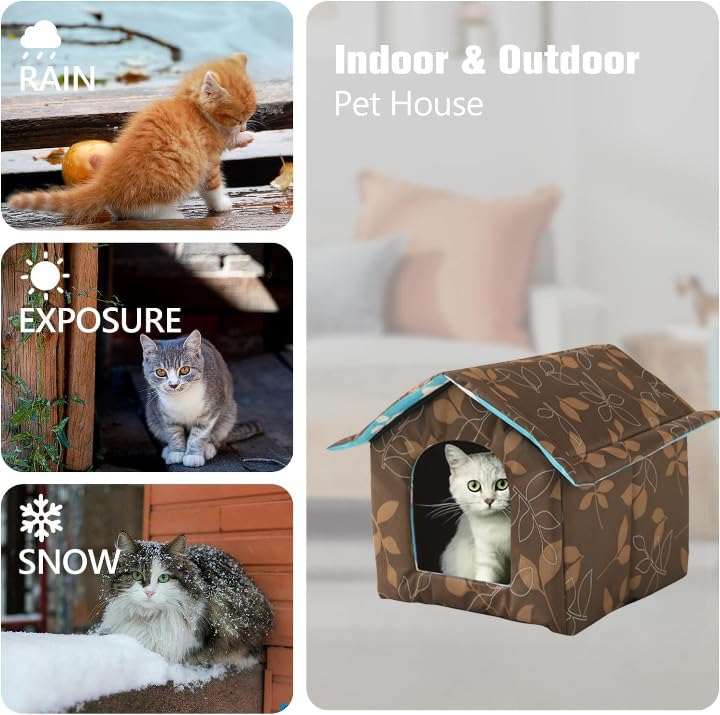 Chris Good Feral Cat House, Cat House Outdoor, Waterproof Shelter For Stray Cats, Weatherproof For Winter (Leaf, Medium)