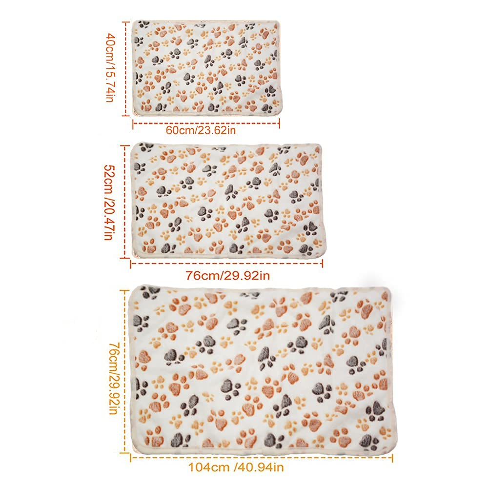 1 Pack 3 Puppy Dog Blankets Super Soft Warm Sleep Mat Fluffy Premium Fleece Pet Blanket Flannel Throw For Dog Puppy Cat - White Paw Print Medium(29'X20')