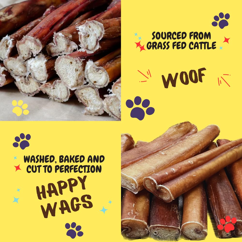 Woofley's 6" Jumbo Thick Buffalo Bully Sticks - 18 Count Long Lasting Dog Chews, 1 Ounce Each