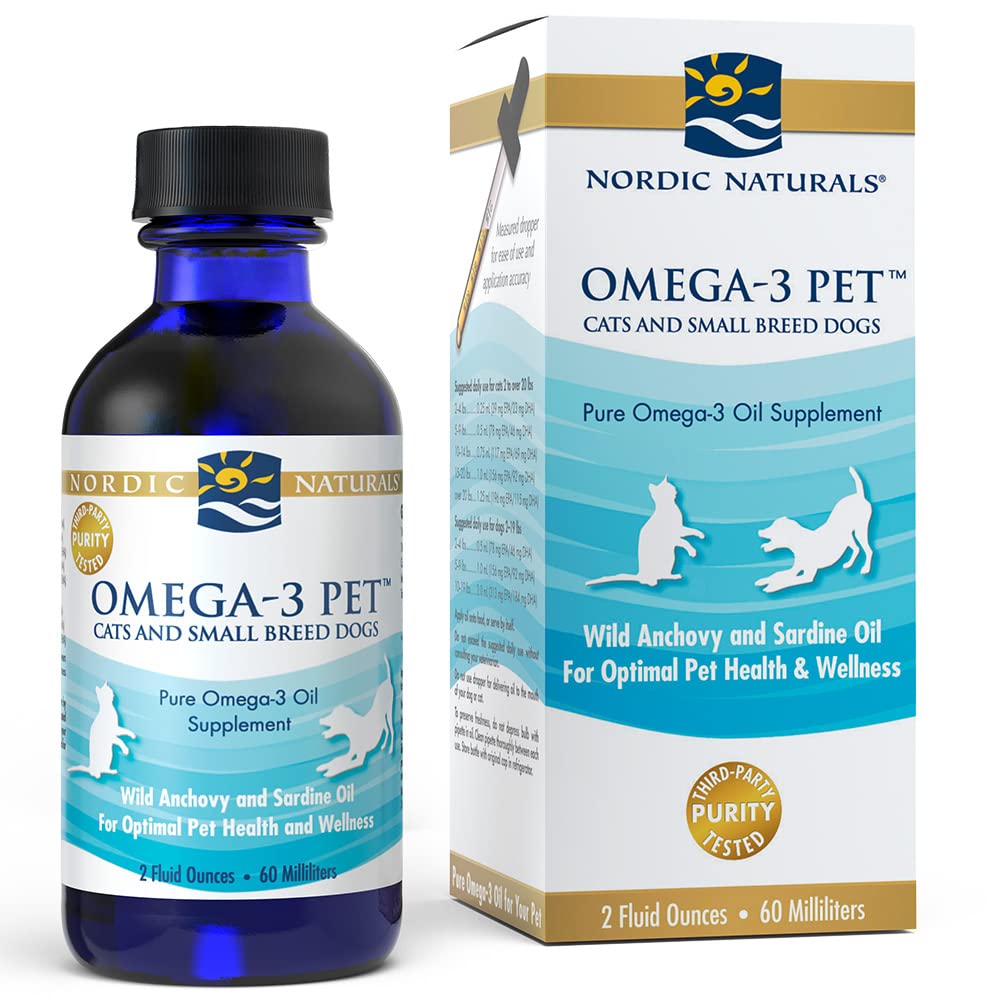 Nordic Naturals Omega-3 Pet, Unflavored - 2 oz - 304 mg Omega-3 Per One mL - Fish Oil for Small Dogs & Cats with EPA & DHA - Pro