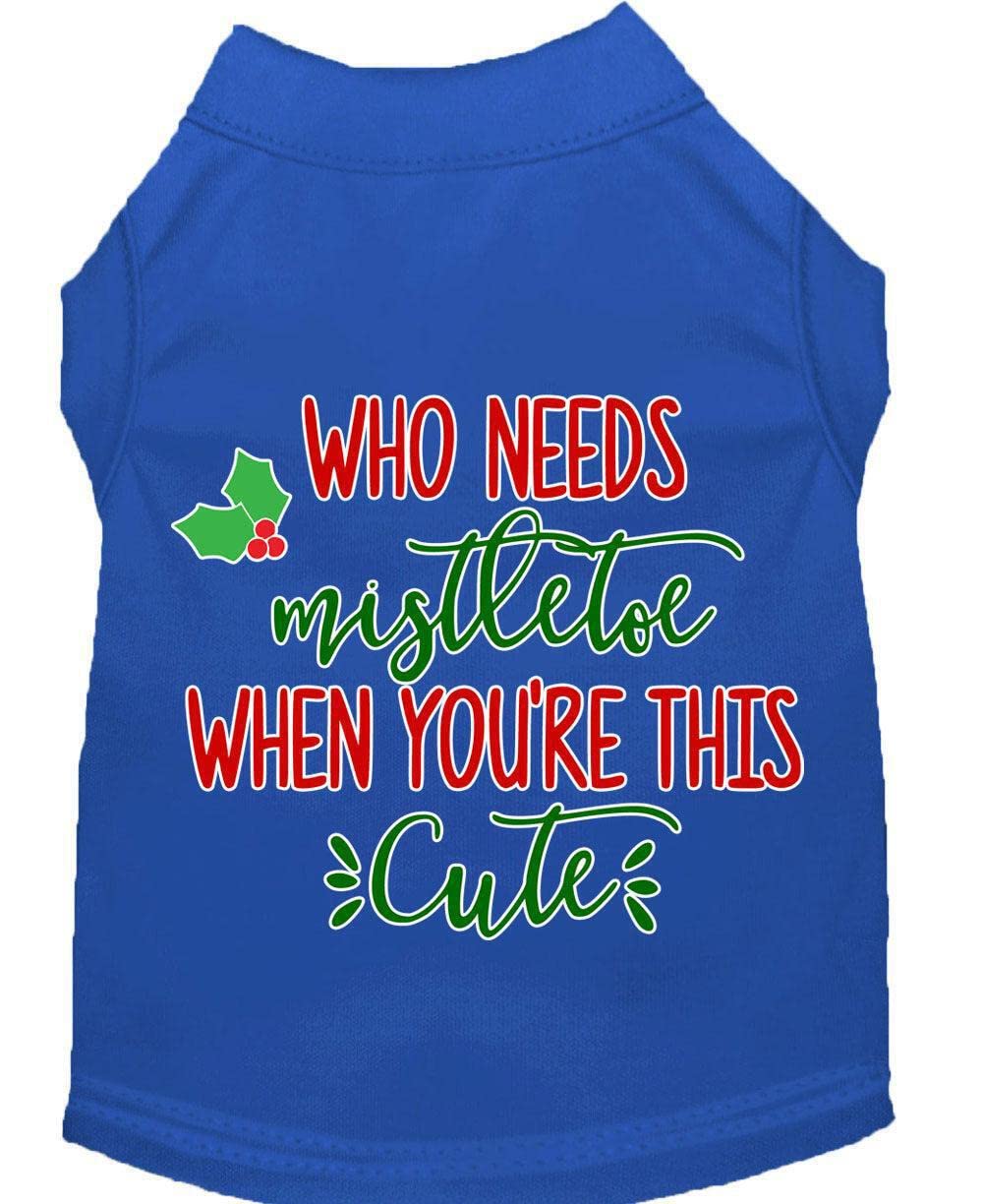Christmas Pet Dog & Cat Shirt Screen Printed, "Who Needs Mistletoe" Bright Pink 2XL (20-25 lbs.)