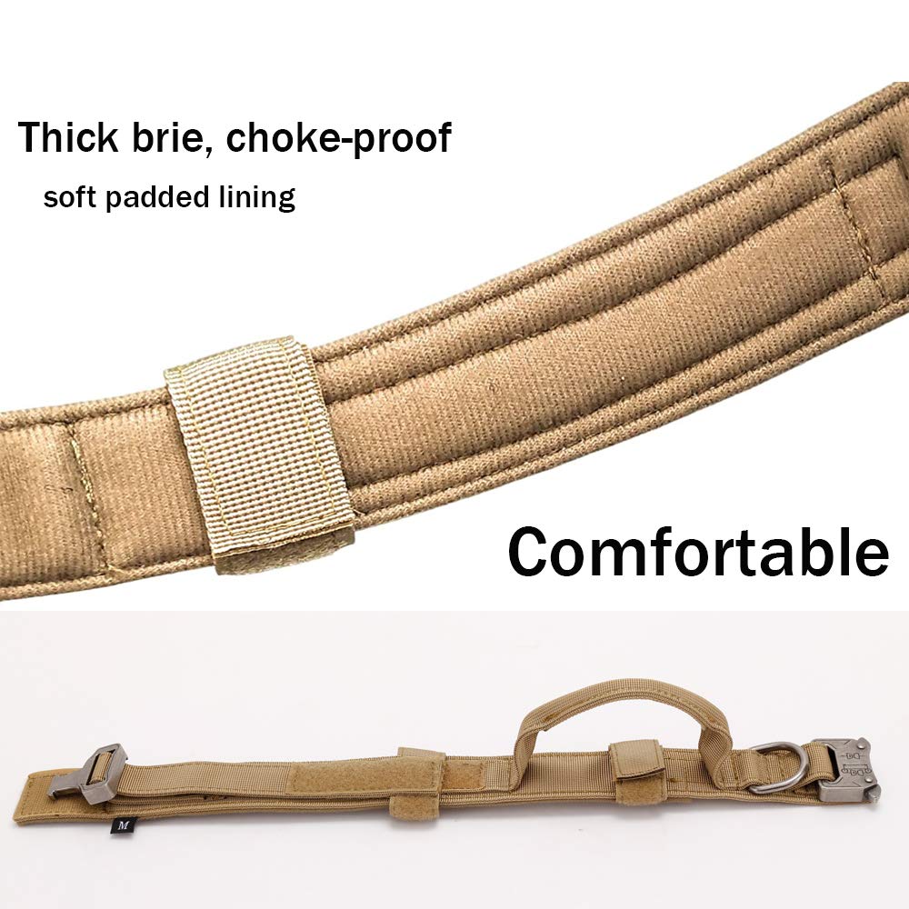 Tactical Dog Collar And Leash Set Tactical Dog Collar With Handle Bungee Leash Adjustable Military Training Nylon Collar Dog Training Collar Leash Set With Control Handleand Metal Buckle (Brown Xxl