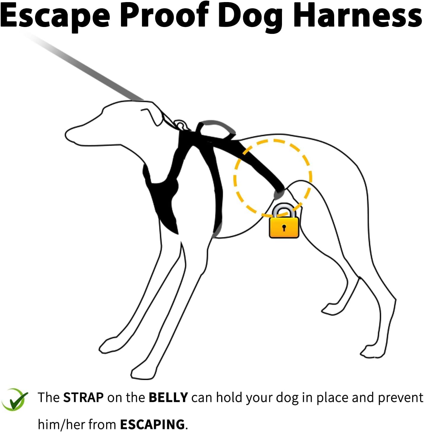 Huntboo Escape Proof Harness, No Slip Dog Harness Escape Proof, Reflective Harness With Handle, Breathable, Durable, Adjustable