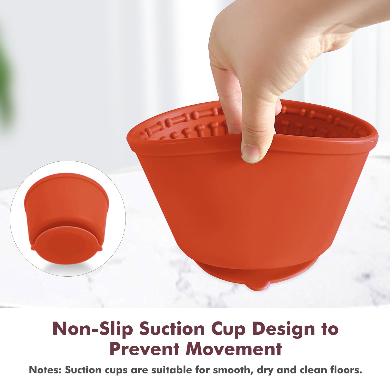 Large Silicone Slow Feeder Dog Bowls, Non-Slip Dog Slow Feeder Lick Bowl For Medium Large Breed, Enrichment Toys For Distraction