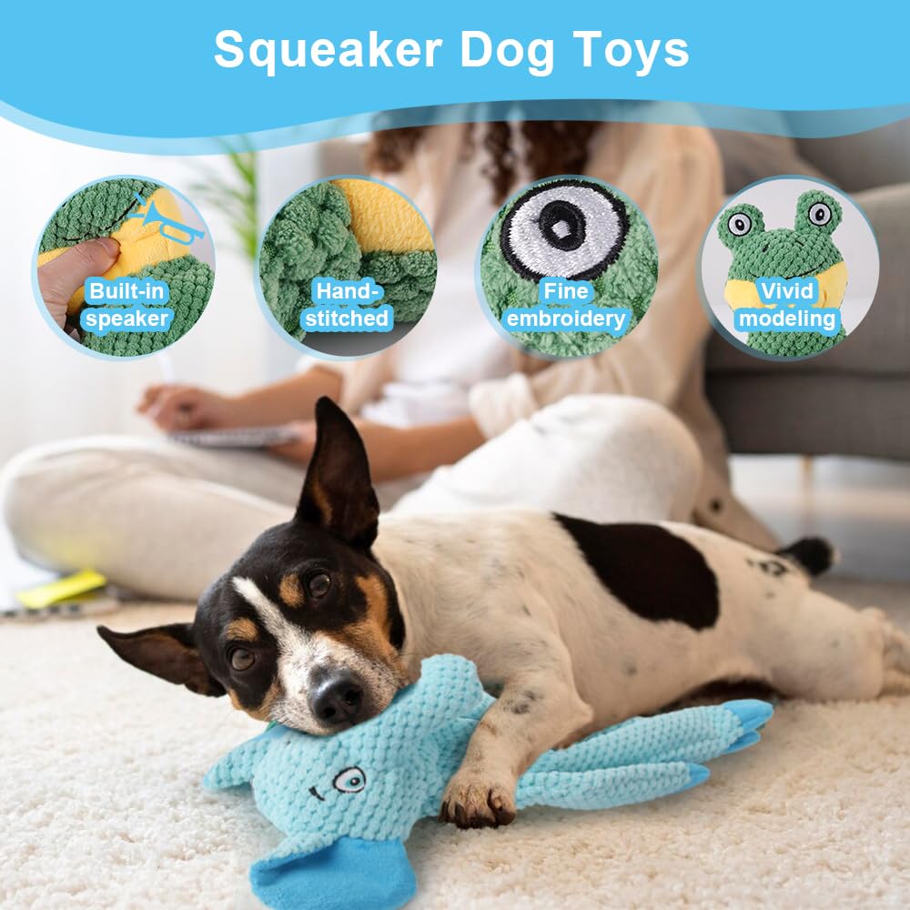 Pelteflu Dog Squeak Toys For Small, Medium & Large Dogs, Durable Chew Toy For Teething And Chewing, Tough Interactive Puppy Toy,