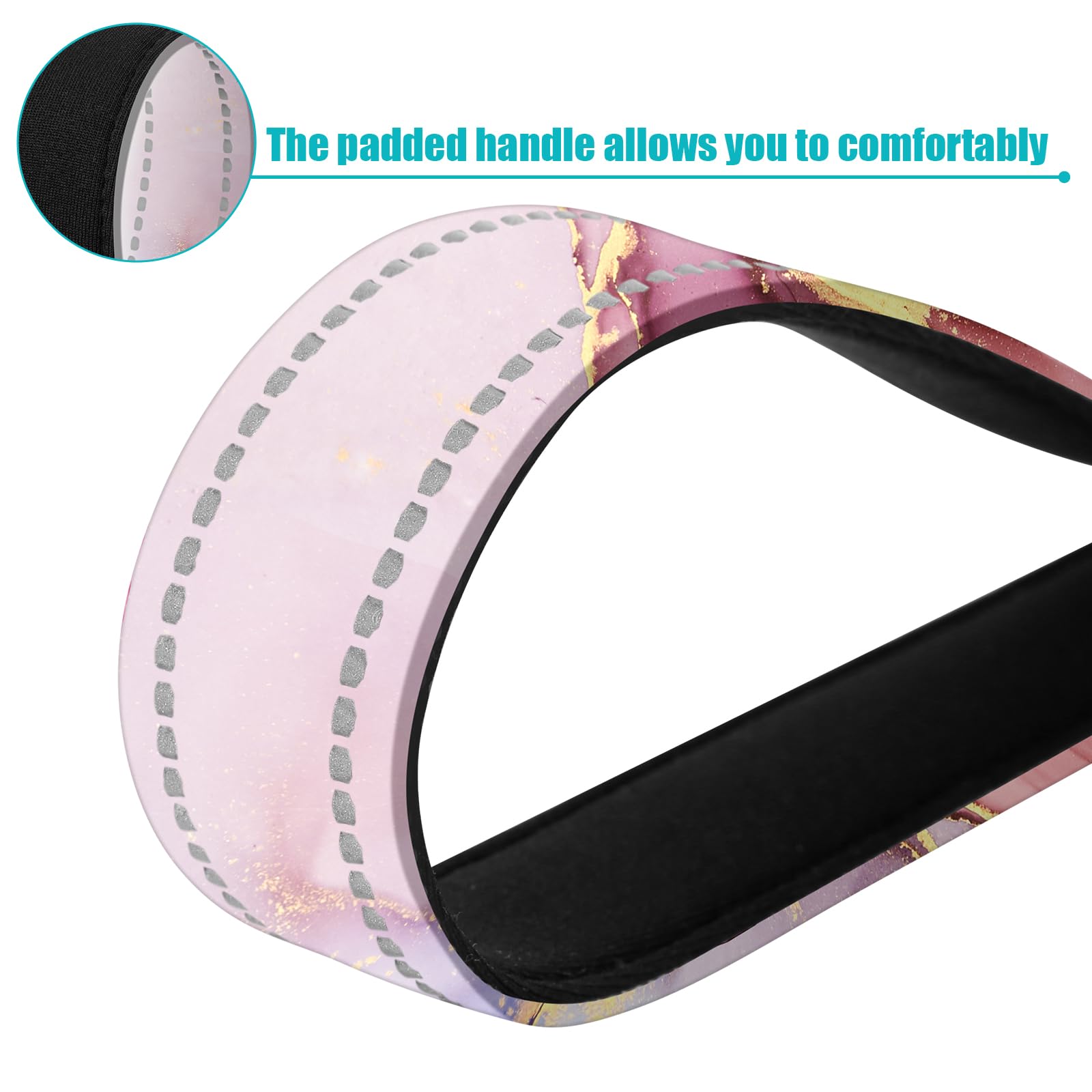 Pink Marble Nylon Short Dog Leash For Training Control - Reflective, Padded Handle For Large & Medium Dogs